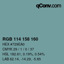 Color code: RGB 114 158 160 | qconv.com