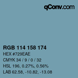 カラーコード: RGB 114 158 174 | qconv.com