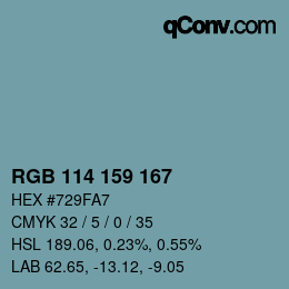 Farbcode: RGB 114 159 167 | qconv.com