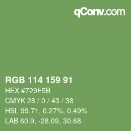 Color code: RGB 114 159 91 | qconv.com
