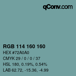 Color code: RGB 114 160 160 | qconv.com