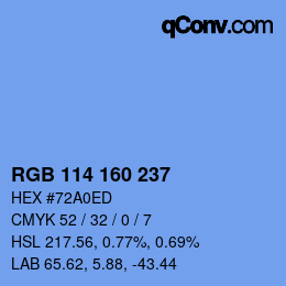 Color code: RGB 114 160 237 | qconv.com