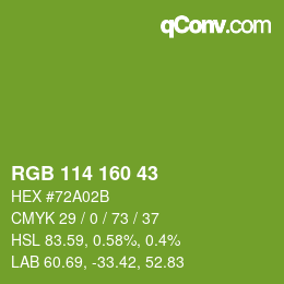 Color code: RGB 114 160 43 | qconv.com