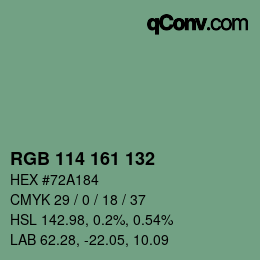 Color code: RGB 114 161 132 | qconv.com