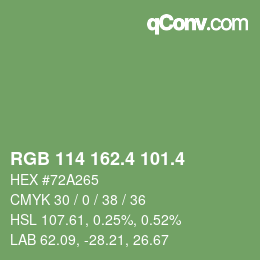 カラーコード: RGB 114 162.4 101.4 | qconv.com