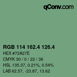 カラーコード: RGB 114 162.4 126.4 | qconv.com