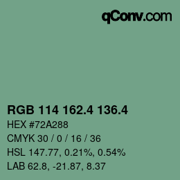 カラーコード: RGB 114 162.4 136.4 | qconv.com