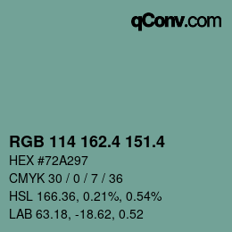 カラーコード: RGB 114 162.4 151.4 | qconv.com