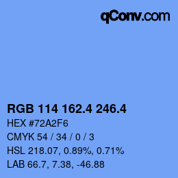 カラーコード: RGB 114 162.4 246.4 | qconv.com