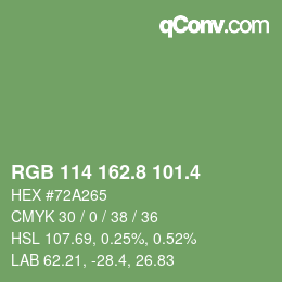カラーコード: RGB 114 162.8 101.4 | qconv.com