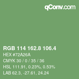 カラーコード: RGB 114 162.8 106.4 | qconv.com