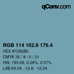カラーコード: RGB 114 162.8 176.4 | qconv.com
