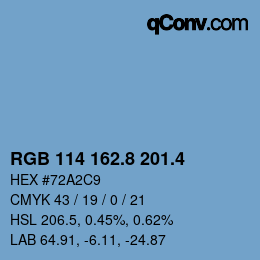 カラーコード: RGB 114 162.8 201.4 | qconv.com