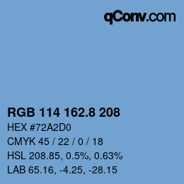 カラーコード: RGB 114 162.8 208 | qconv.com