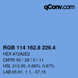 カラーコード: RGB 114 162.8 226.4 | qconv.com
