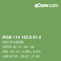 カラーコード: RGB 114 162.8 91.4 | qconv.com