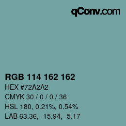 Color code: RGB 114 162 162 | qconv.com