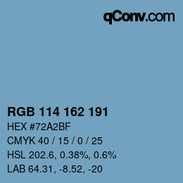カラーコード: RGB 114 162 191 | qconv.com