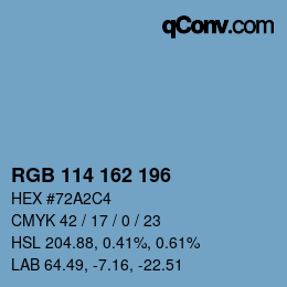 Color code: RGB 114 162 196 | qconv.com