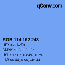 颜色代码: RGB 114 162 243 | qconv.com