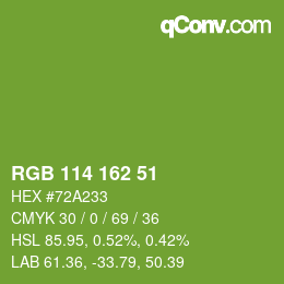 Color code: RGB 114 162 51 | qconv.com