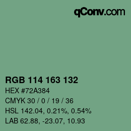 カラーコード: RGB 114 163 132 | qconv.com