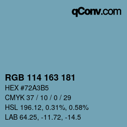 颜色代码: RGB 114 163 181 | qconv.com