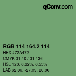 カラーコード: RGB 114 164.2 114 | qconv.com