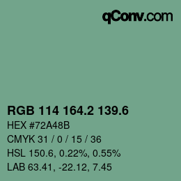 カラーコード: RGB 114 164.2 139.6 | qconv.com