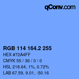 Color code: RGB 114 164.2 255 | qconv.com