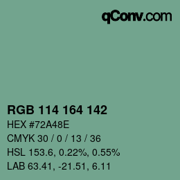Color code: RGB 114 164 142 | qconv.com