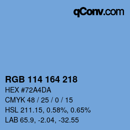 Color code: RGB 114 164 218 | qconv.com