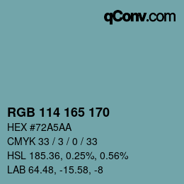 Color code: RGB 114 165 170 | qconv.com