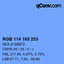 Color code: RGB 114 165 253 | qconv.com