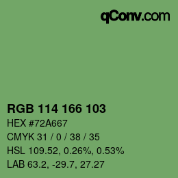 Color code: RGB 114 166 103 | qconv.com
