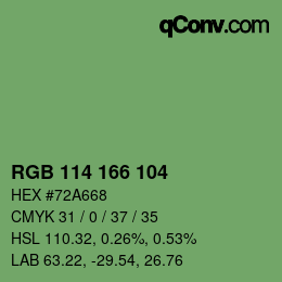Color code: RGB 114 166 104 | qconv.com