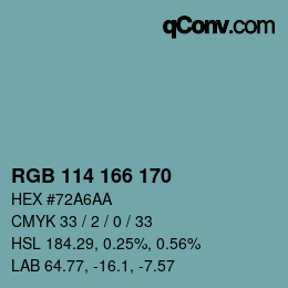 Color code: RGB 114 166 170 | qconv.com