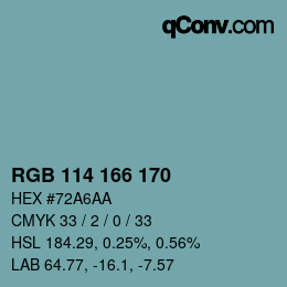 Color code: RGB 114 166 170 | qconv.com