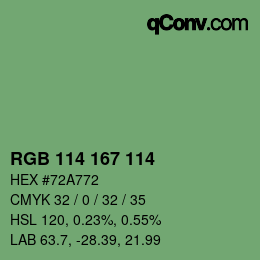 Farbcode: RGB 114 167 114 | qconv.com
