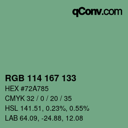 Farbcode: RGB 114 167 133 | qconv.com