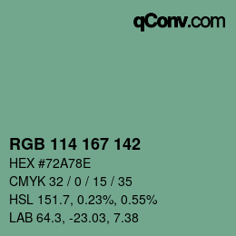 Farbcode: RGB 114 167 142 | qconv.com