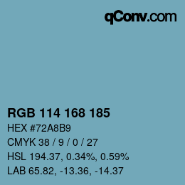 Color code: RGB 114 168 185 | qconv.com