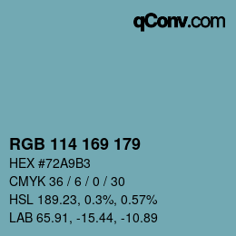Color code: RGB 114 169 179 | qconv.com