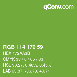 Color code: RGB 114 170 59 | qconv.com