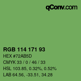 Color code: RGB 114 171 93 | qconv.com