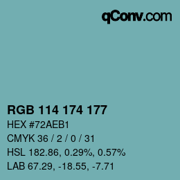 Farbcode: RGB 114 174 177 | qconv.com