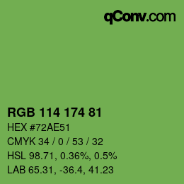 颜色代码: RGB 114 174 81 | qconv.com