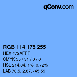 Color code: RGB 114 175 255 | qconv.com