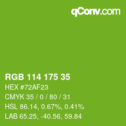 Color code: RGB 114 175 35 | qconv.com