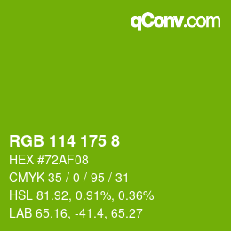 Color code: RGB 114 175 8 | qconv.com